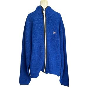 Drake’s London Men’s Blue Boucle Wool Full Zip Fleece Jacket, Men’s 48/XL